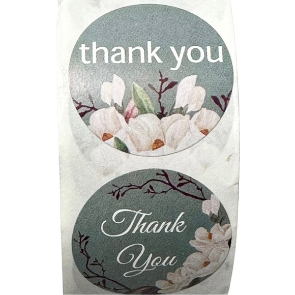 W2 Stickers 1" Thank You 500ct Green Floral 8 Designs Labels - Picture 7 of 7